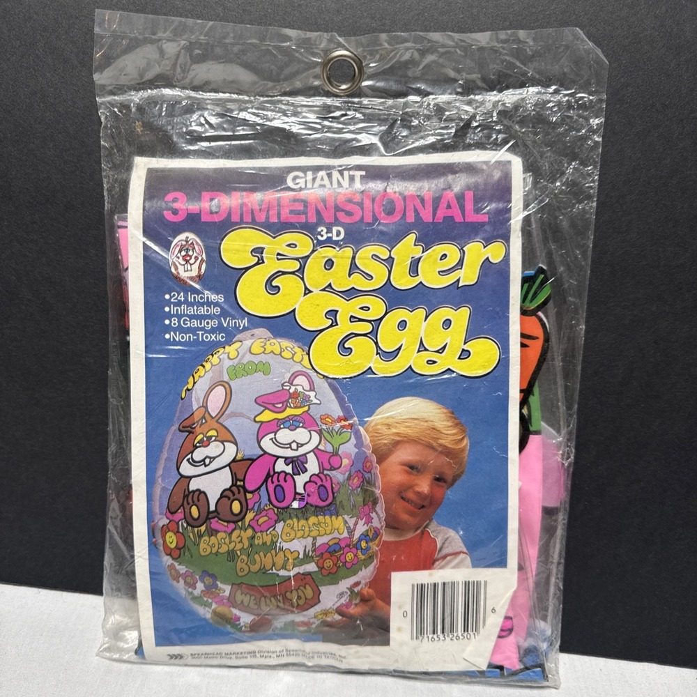 Vintage New Sealed Large 24'' Colorful Inflatable Blow-Up Easter Egg